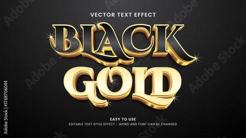 black gold editable text effect 3d