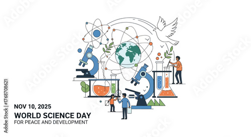 Celebrating World Science Day with a focus on global collaboration and peaceful development through scientific advancement and discovery, promoting progress for a better future