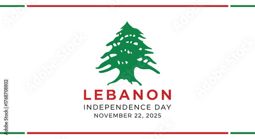 Celebrate Lebanon Independence Day on November 22, 2025 with this symbolic cedar tree design, perfect for national pride campaigns and patriotic social media posts