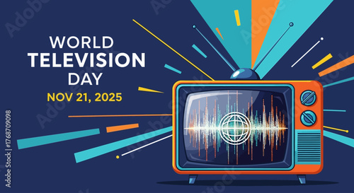 Celebrate World Television Day with a retro TV design that brings a nostalgic vibe to your media promotions, perfect for remembering the evolution of broadcasting in 2025