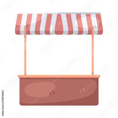 Illustration of Market Stall with Striped Awning