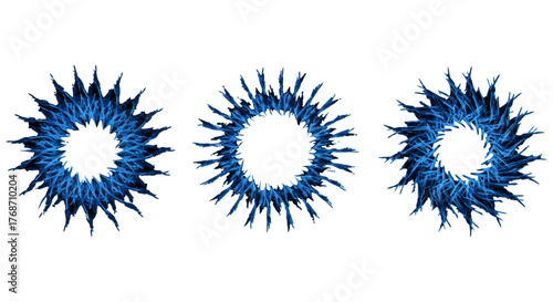 blue abstract floral burst designs creating unique artistic elements suitable for backgrounds and creative projects needing an eye-catching design.