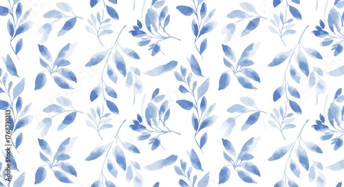 blue leaves pattern watercolor leaf foliage background for invitations wallpapers or textiles depicting nature freshness and botanical beauty perfect for designers