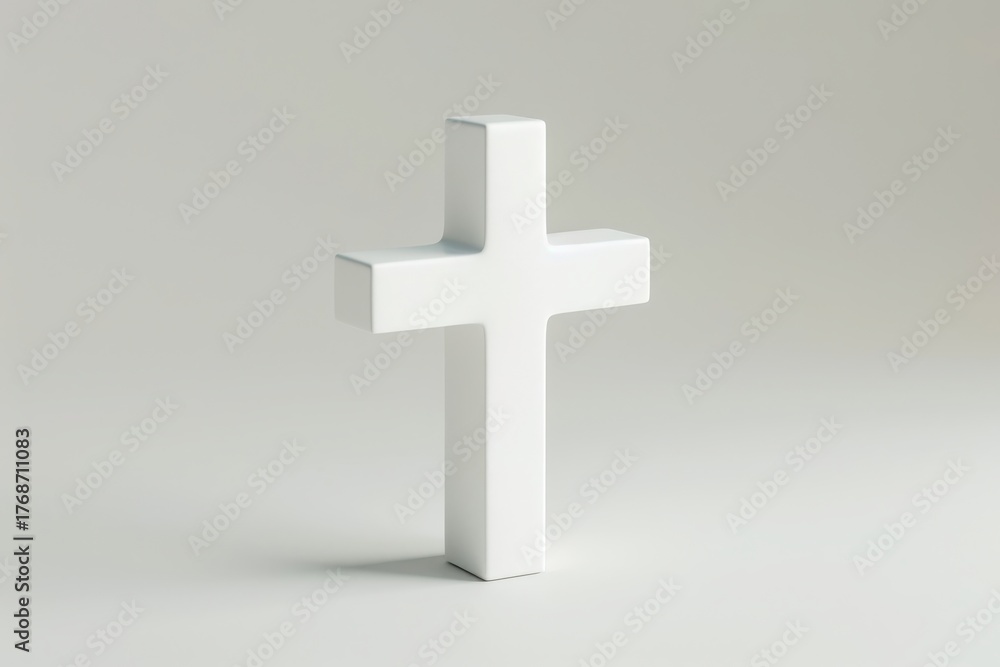 Obraz premium White 3D rendered cross symbol isolated on white background, elegant minimal UI design icon for web interface, technology, or app UX elements