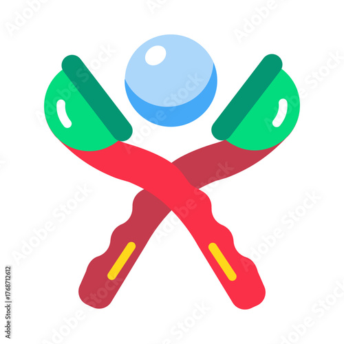 A flat style icon showing snowball maker tool