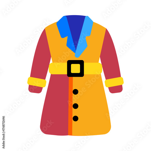 A flat style icon of brown trench coat