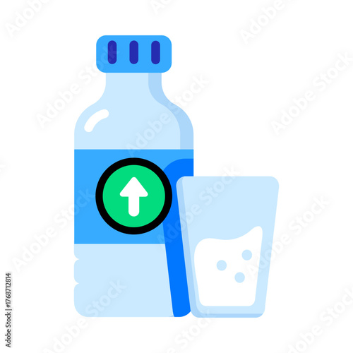 A flat style icon showing a water bottle