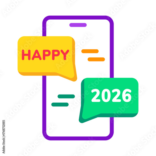 Flat style icon depicting mobile texting