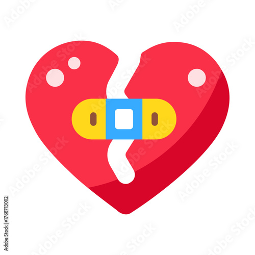 Flat style icon representing a broken heart
