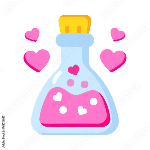 A flat style icon showing a love potion flask 