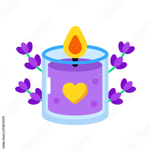 Flat style icon representing a scented candle