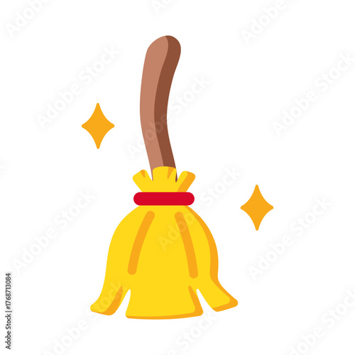 Flat style icon representing a magic broom