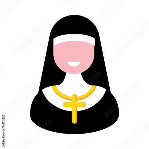 A flat style icon showing nun