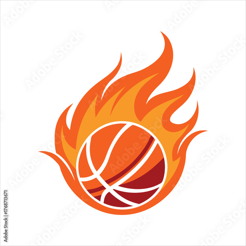 Flaming Basketball Logo Vector Illustration