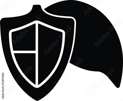 Liver Shield Silhouette: Vector Illustration of Organ Protection, Hepatitis Prevention, Healthcare, and Medical Symbolism for Wellness Design