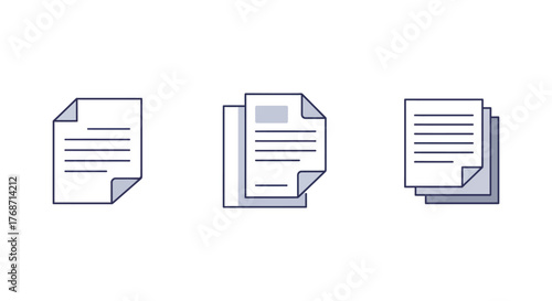 document icon stacked documents with a curled corner ideal for web design illustrating paperwork management and digital file organization.