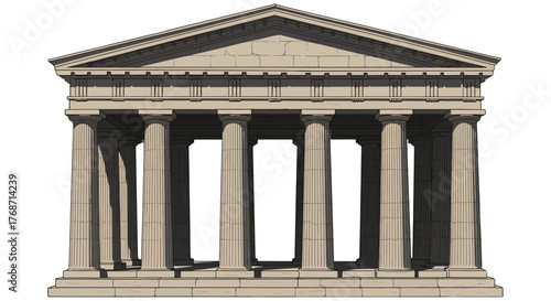 greek temple columns doric order facade with fluted columns illustrating ancient architecture and classical building design for historical sites.