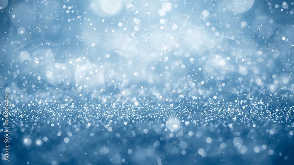 Obraz premium Sparkling Snowfall Effect Animation with Bokeh and Blue Background