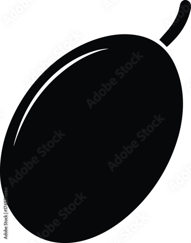 Eggplant Aubergine Fruit Silhouette Vector, Smooth Skin Vegetable with Stem, Healthy Food Illustration for Culinary or Agricultural Design