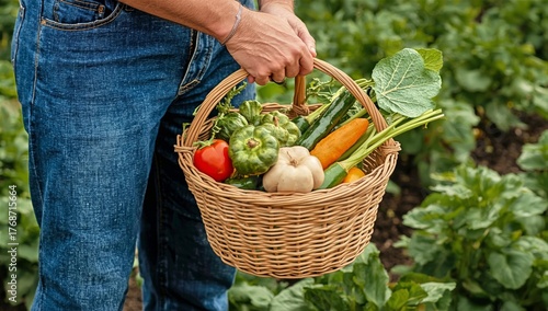 Farmer Harvesting Fresh Vegetables in a Sunny Field During the Afternoon Hours