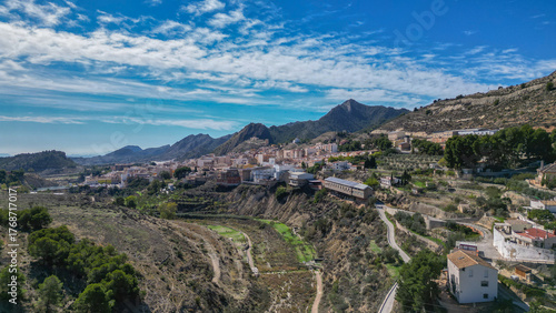 Vista aérea de Jijona o Xixona ciudad productora del Turrón en  Alicante, España
