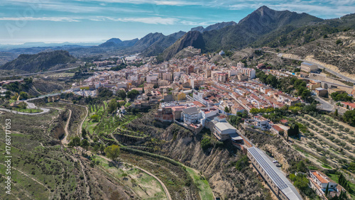 Vista aérea de Jijona o Xixona ciudad productora del Turrón en  Alicante, España
