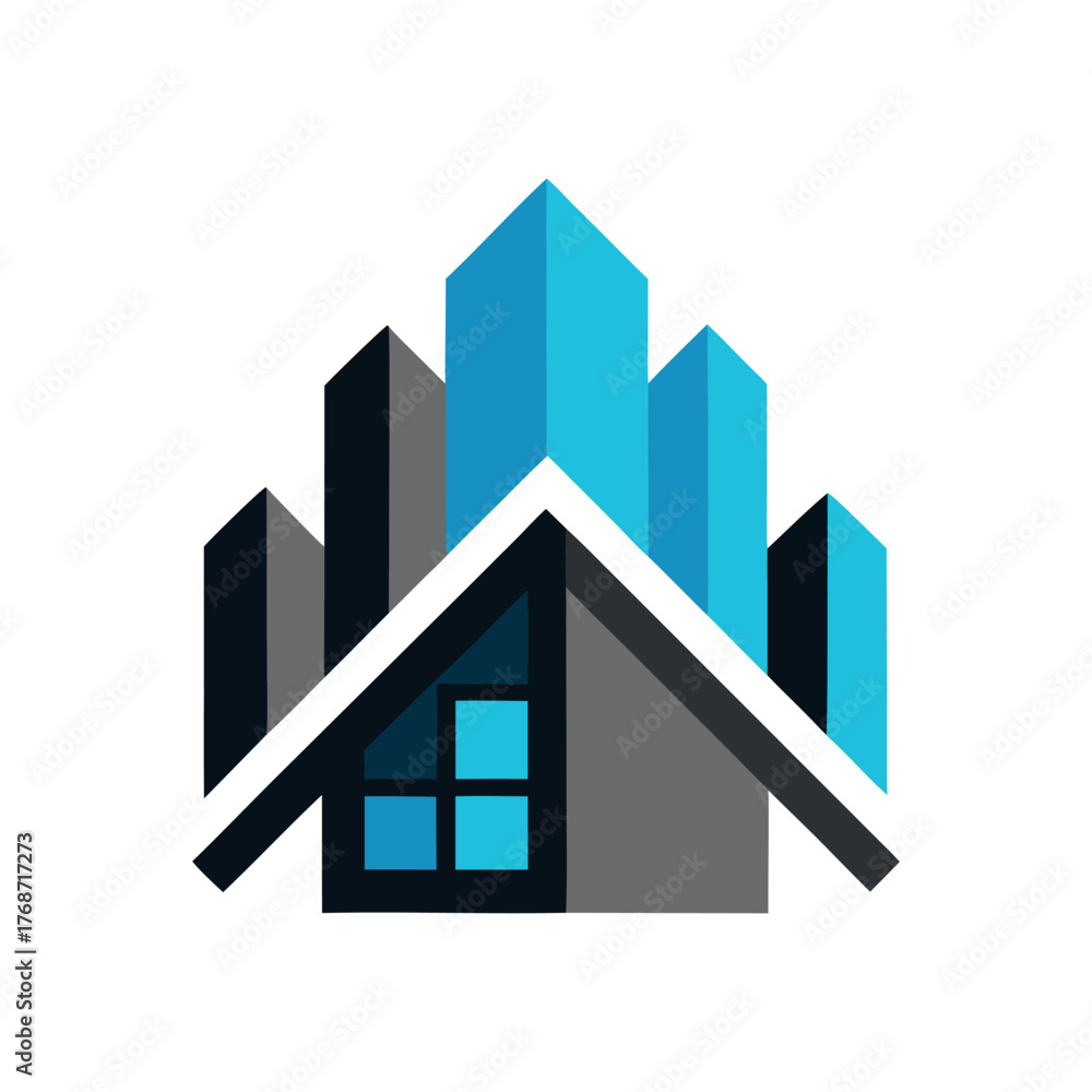Fototapeta premium pixel blocks stylized house logo vector