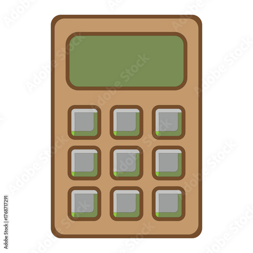 Simple electronic calculator with numeric buttons and display screen for calculations and math