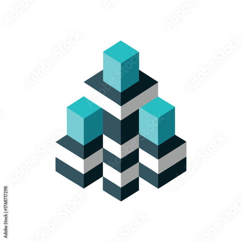 pixel cubes abstract building logo vector