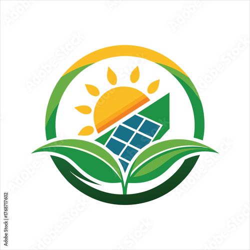 Modern Solar Power Symbol Vector Art for Renewable Energy