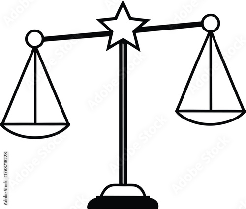 Justice Scale Balance with Star: Legal Weight Symbol for Courthouse Scales of Judgment