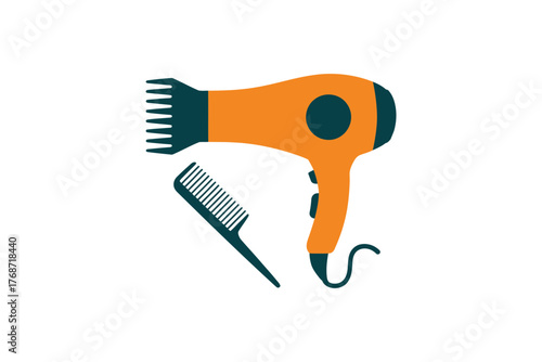 Hair dryer and comb vector illustration beauty salon equipment