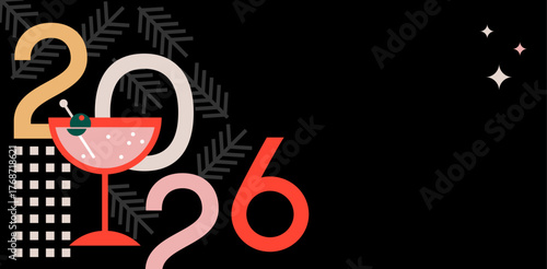 Happy New Year- 2026 . Collection of greeting background designs, New Year, social media promotional content. Vector illustration.