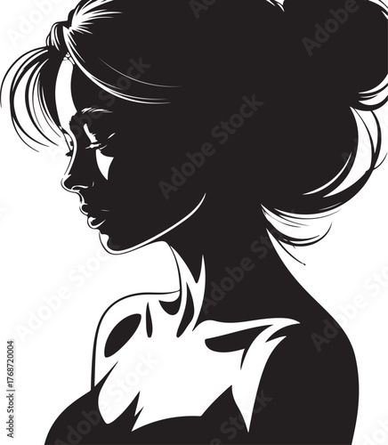 Silhouette Portrait of a Woman in Profile