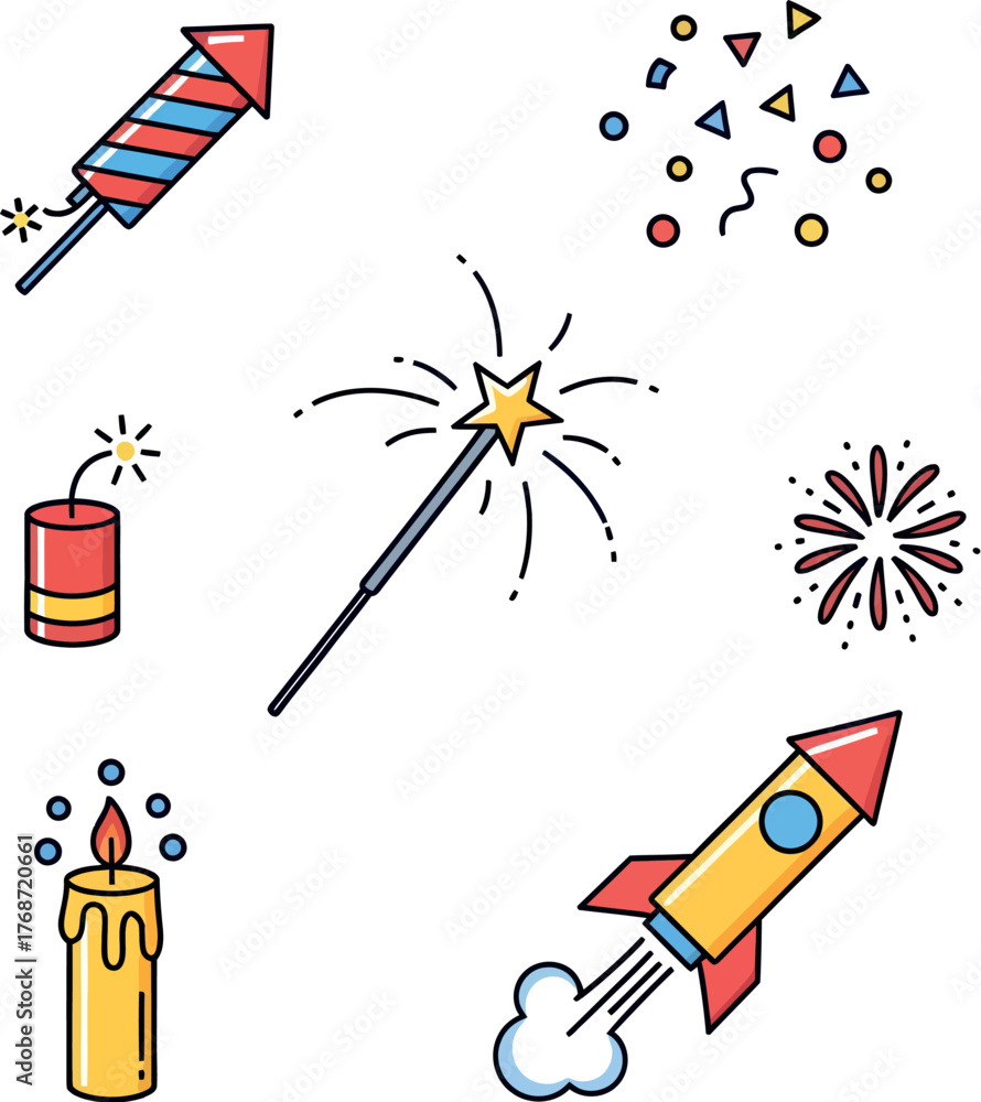 Fototapeta premium Collection of Festive Illustrations