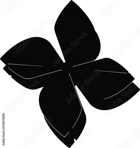 Silhouette abstract bow tie in black and white vector illustration