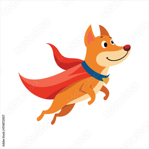Superhero Dog Flying with Cape Cartoon Vector