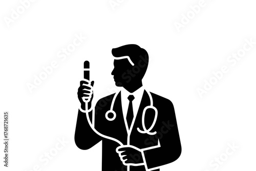 Doctor holding endoscope medical examination vector