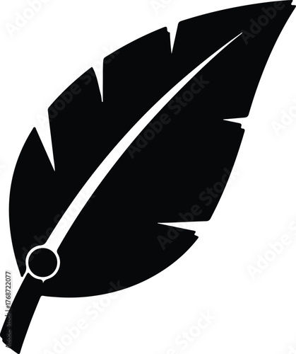 Silhouette feather quill graphic element for elegant design vector illustration