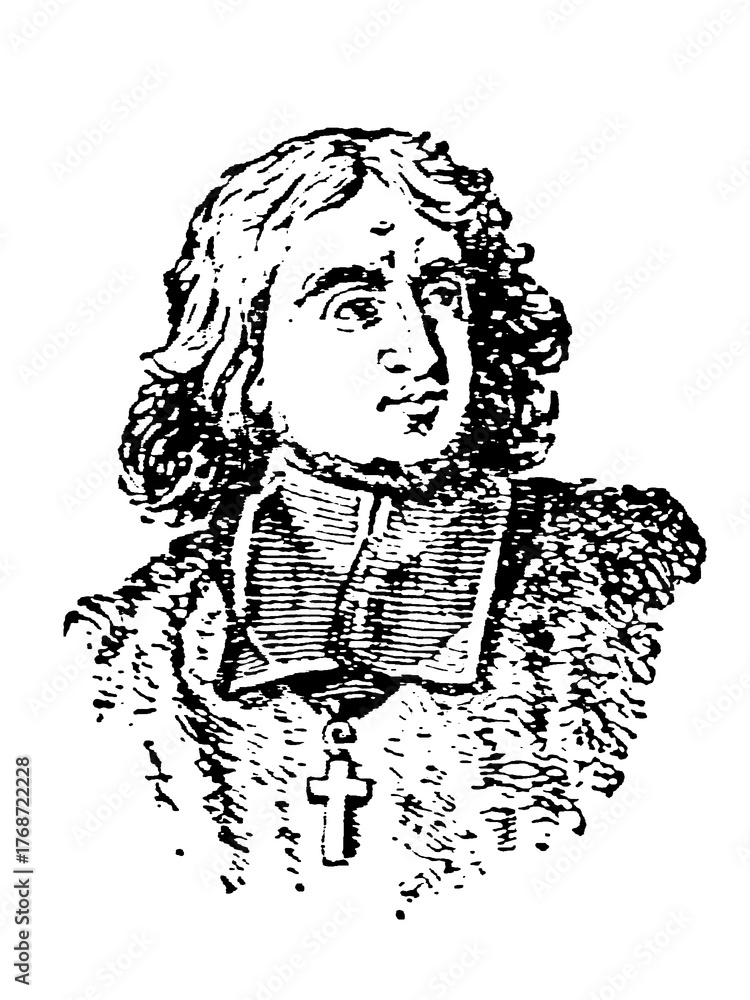 Fototapeta premium Jacques-Benigne Lignel Bossuet, 1627 - 1704, a French bishop and theologian, old vintage illustration, 1897