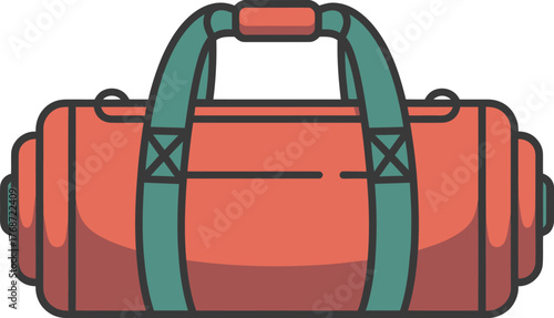 Illustration of a duffel bag gym bag travel bag orange