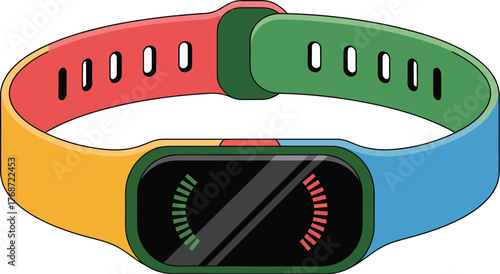 Smartwatch fitness tracker colorful band illustration