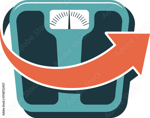 Weight loss diet scale arrow progress health concept