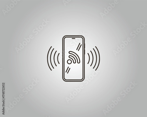Smartphone with wifi signal waves emanating from screen vector template mobile device