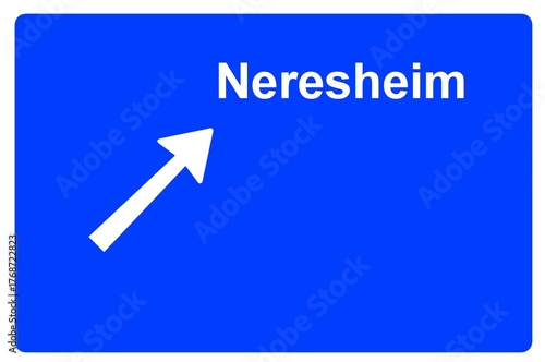 Illustration eines Autobahn-Ausfahrtschildes mit der Beschriftung 
