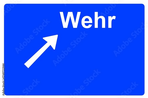 Illustration eines Autobahn-Ausfahrtschildes mit der Beschriftung 