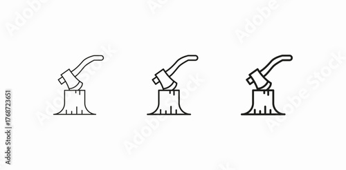 axe stump icon sign vector