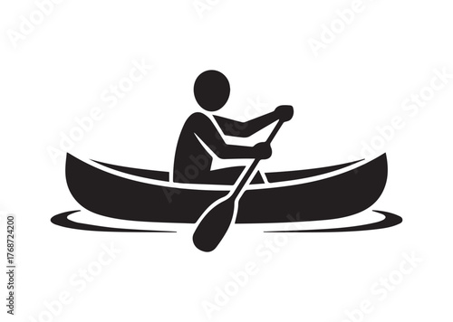 Lake canoeing icon, Lake canoeing Black vector