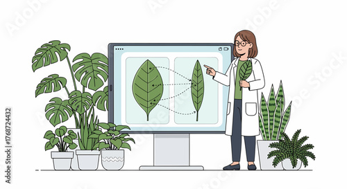Botanist Explaining Leaf Structure In Modern Laboratory Classroom