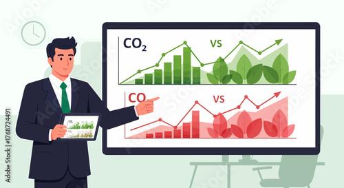 Comparing Co2 And Co Emissions Green Business Presentation Illustration